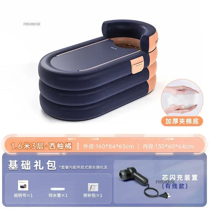 Large Capacity Inflatable Bathtub Portable Home Folding Spa Steam Sauna Bathing Bucket Hotel Space Capsule