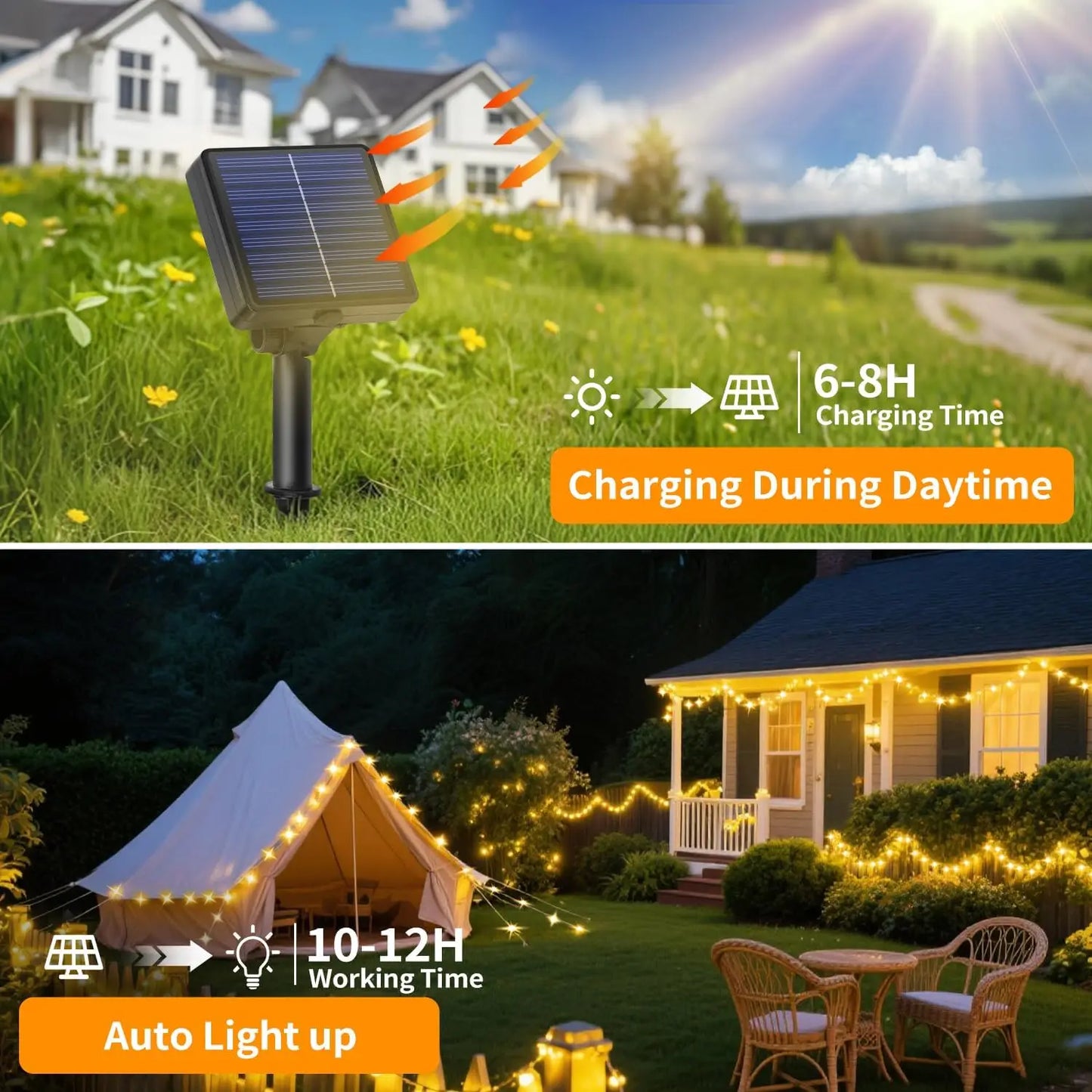 Solar Fairy String Lights Outdoor LED String Lights 8 Modes IP65 Waterproof for Christmas Garden Balcony Patio Tree Yard Decor