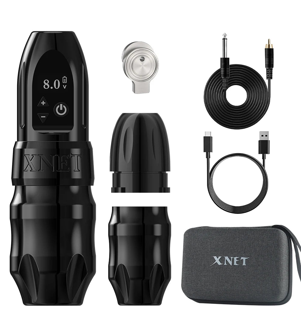 Xnet Titan 2024 Wireless Tattoo Machine Rotary Pen with Extra 38mm Grip Coreless Motor Digital LCD Display for Artist Body