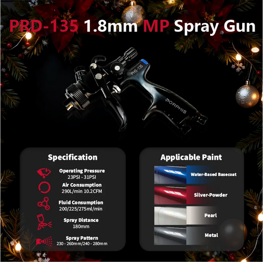 Original PORPHIS Spray Gun PHS-135 1.3mm/1.8mm Nozzle  For Painting Car Aerograph Repair Spray Gun Air Tools Oil And Water Paint