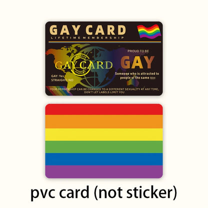 5 pcs-GAY CARD – Pride Lifetime Membership Collectible Card，Round Corner Credit Card Size, PVC, Durable Waterproof, Gay Members