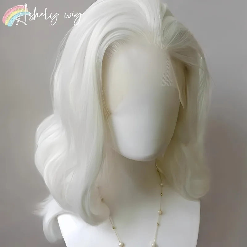 White Lace Front Wig for Women 13x4 Long Wavy Hair Wig for Women High Temperature Fibers Glueless Synthetic Lace Wigs Cosplay