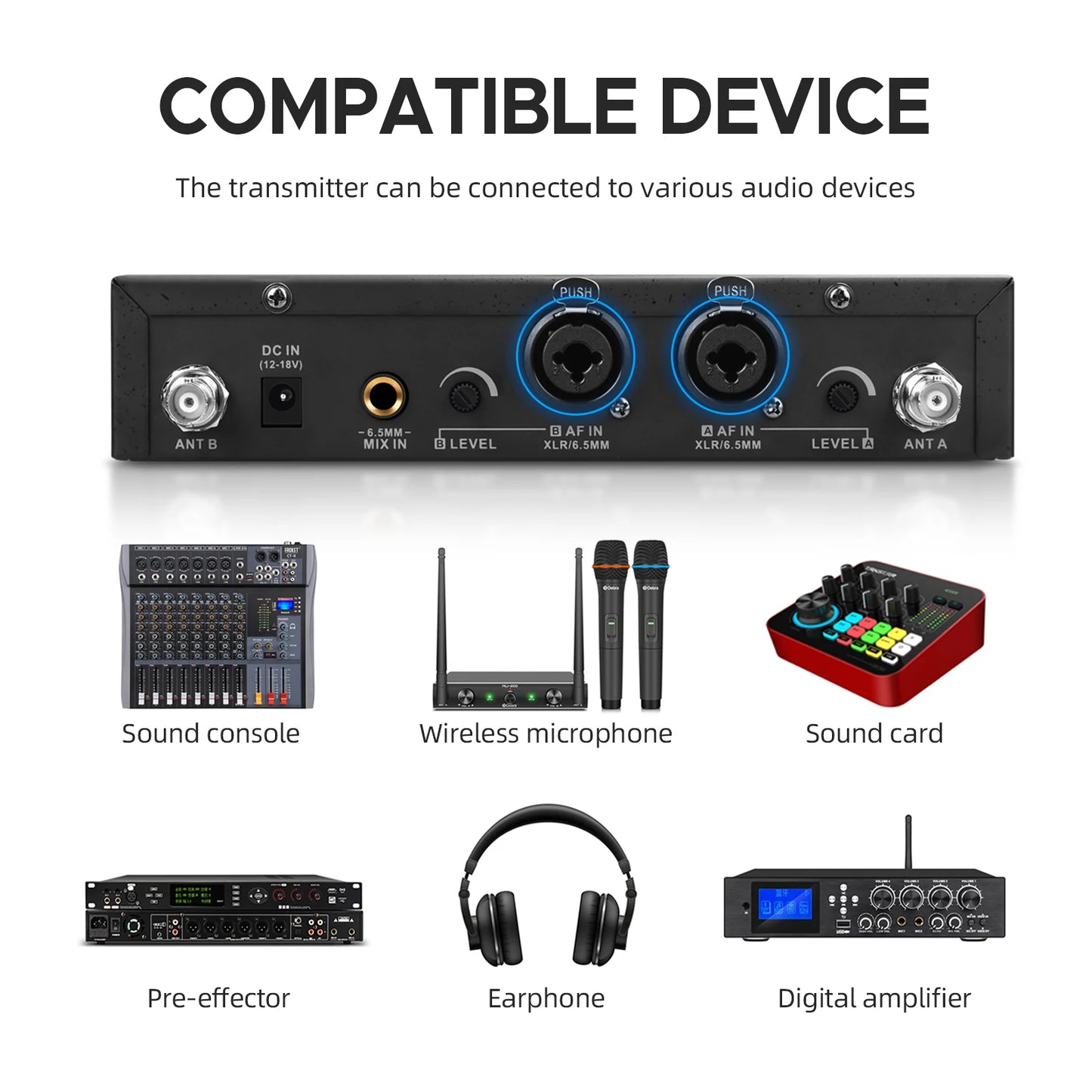 Debra UHF ER-480 Professional Wireless In-Ear Monitor System 50M Range Transmission 16 Frequency Adjustment for Church Stage