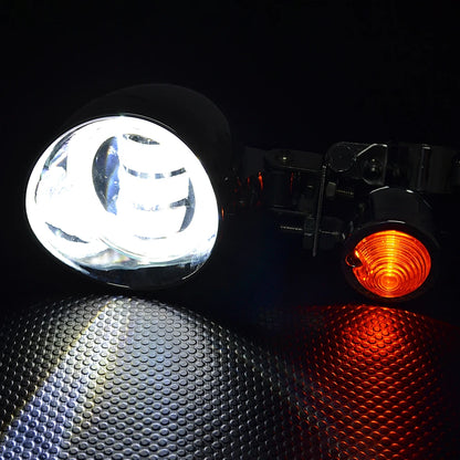 Motorcycle Driving Passing Fog Spot Light Turn Signal Lamp For Cruisers Choppers Cafe Racers Custom Honda Suzuki LED Fog Light