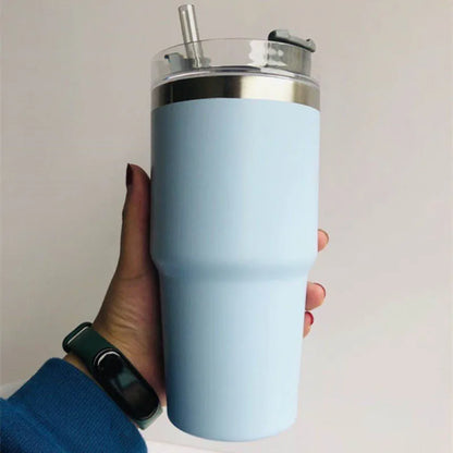 20OZ 304 Stainless Steel Insulated Cup Large Capacity Straw Coffee Travel Cup Cold and Heat Keeping Car Cup Thermos Tumbler