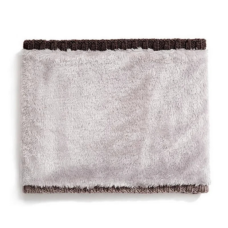 Winter Scarf for Men Fleece Ring Bandana Knitted Warm Solid Scarf Women Neck Warmer Thick Cashmere Hot Handkerchief Ski Mask