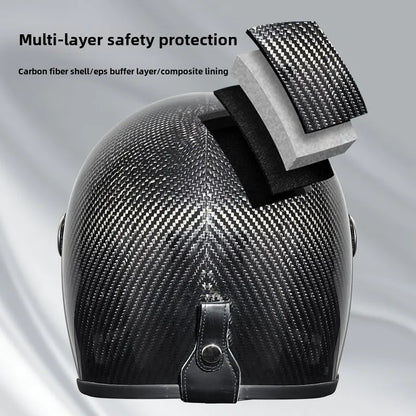 Carbon Fibre Motorcycle Helmet Full Face Retro Motorbike Helmet Men Women Cascos Para Moto Capacete Casco Moto For Harley DOT