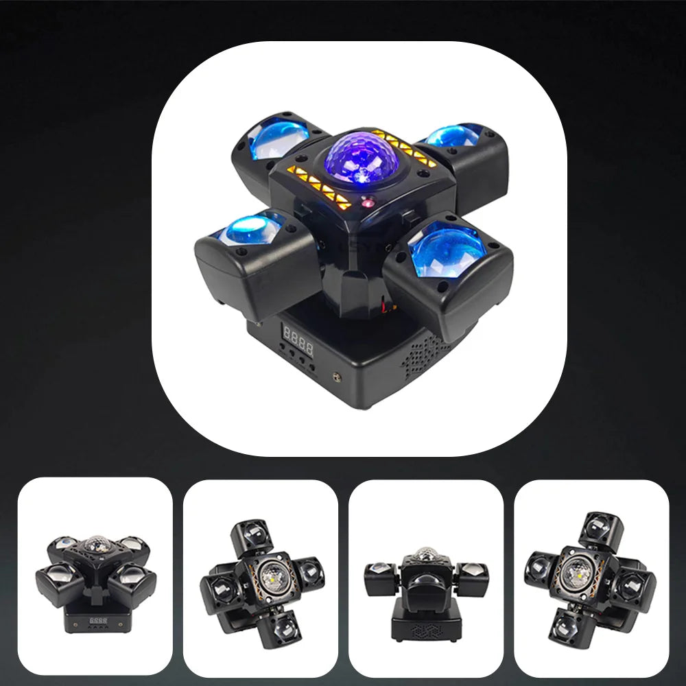 4-Arm Mini Disco Party Light Remote Control 80W LED Beam Moving Head DJ Light DMX Strobe Stage Effect For Club Wedding Events