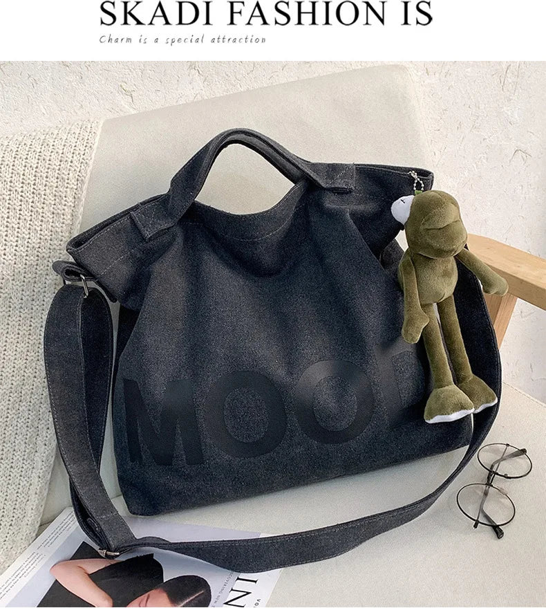 Top Canvas Bag Youth Men Shoulder Bags Large Capacity Hand Bags Letter Printed Crossbody Bag for Women Students School Bags