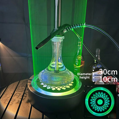 LED Smoking Table Lamp with Laser Light & Charging Base for Hookah Portable Neon Smoke Glow Lamp for Bar Party Laser Effects