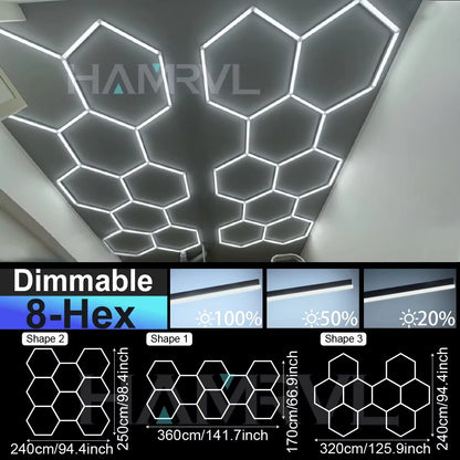 Hexagon Dimmable LED Ceiling Light Modern Honeycomb Panel with 3-Level Dimming 100%/50%/20% for Living Room Bedroom Salon Garage