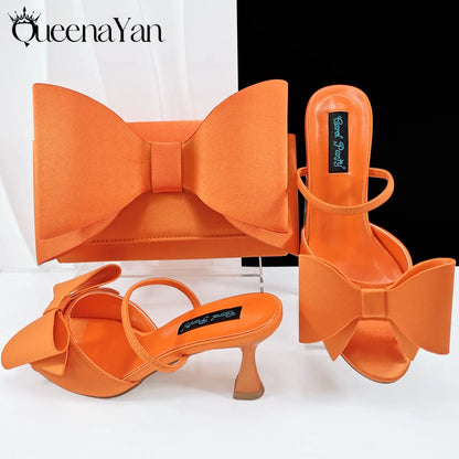 Italian Design Large Butterfly Knot Bag with Opening High Heels or Matching Bag Set - Stylish and Comfortable Women's Shoes
