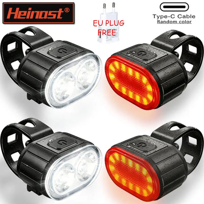 USB Rechargeable Bicycle Lights Bike Safety Warning Lamp Outdoor Waterproof Cycling Flashlight For Mountain And Road Bikes