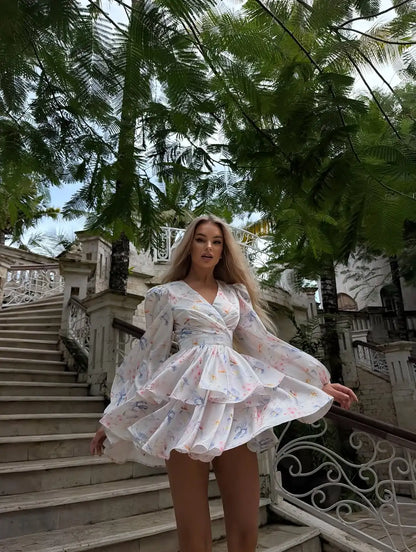 Pink Printed Women's Dress Fashion Wide Shoulder Straps And Pleated Hem Cinched Waist Vestido 2026 Lady Party Vacation Gowns