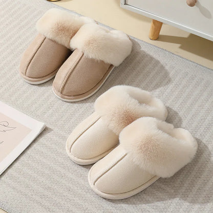 Shevalues Fashion Fur Slippers Women Fluffy Winter House Shoes Memory Foam Fuzzy Slippers Short Plush Slipper Indoor And Outdoor