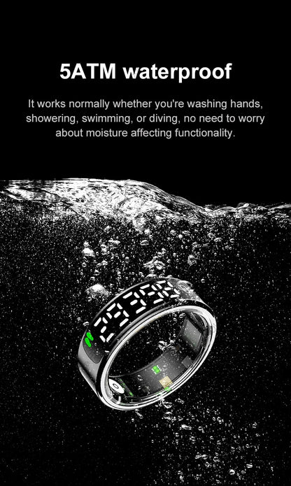 Smart Ring with Display Screen and Touch for Men Women, Health and Sleep Monitor, 5ATM Waterproof, Multi-sport Mode, Smartring