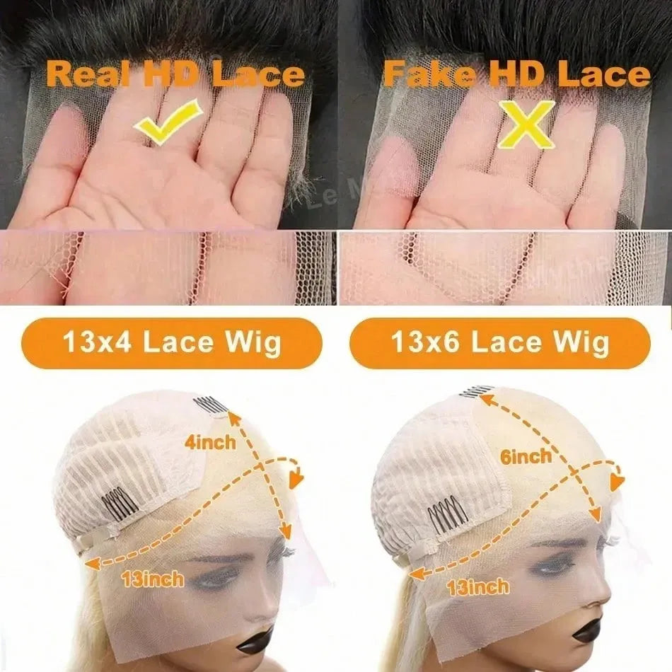 38 Inch 613 Straight Human Hair Wig With Baby Hair 13x4 Hd Lace 613 Blonde Wig Pre Plucked Bleached Knots 220 Density For Women