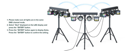 Yiflamefly 60W RGBW LED Par Lights With Bag&Bracket Combination Bracket Lights DMX Stage Light For Church Wedding Birthday Party