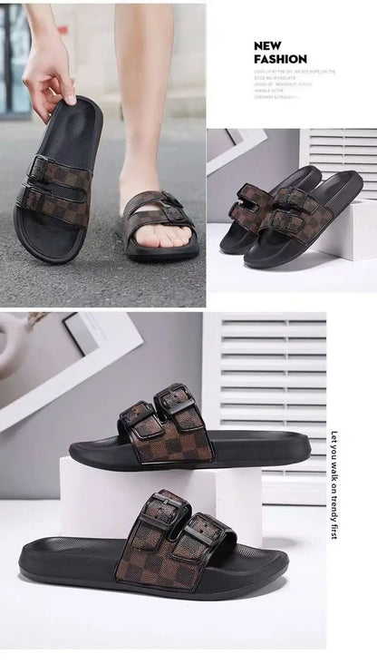 A Pair of Simple and Wear-Resistant Summer Slippers, Fashionable, Versatile and Comfortable Beach Shoes, Outdoor Sports Shoes for Men