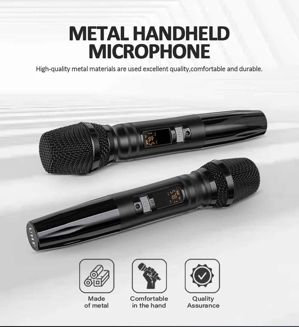 DGNOG Dual UHF Wireless Microphone DJ Audio Mixer 4 Channel Mixer Karaoke Mixer USB Bluetooth for Computer Recording Studio