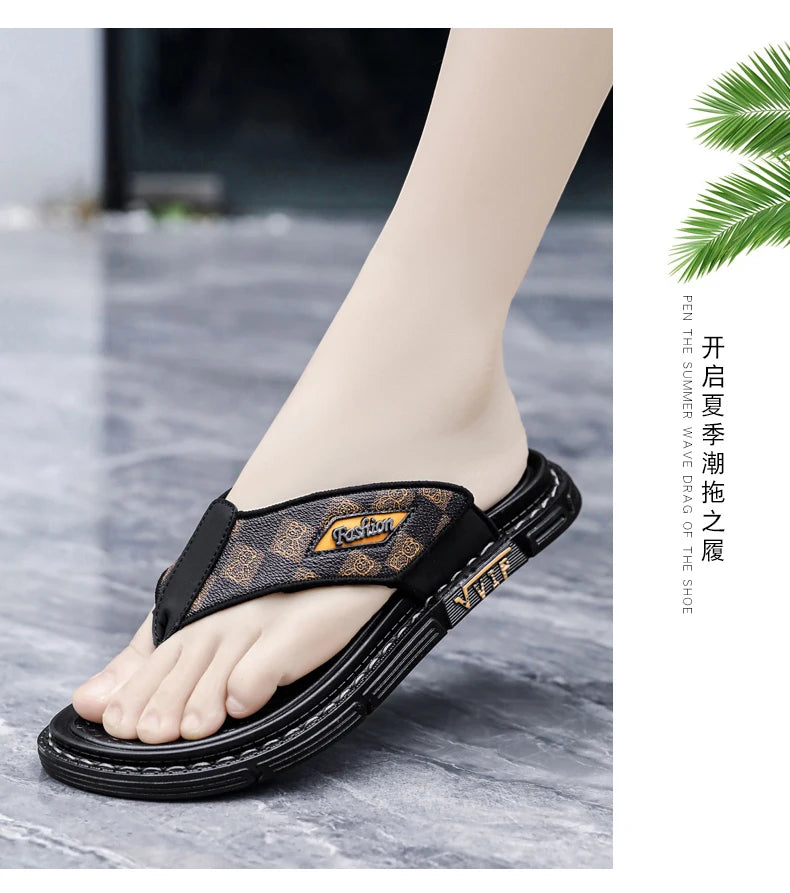 Men's high-quality beach shoes summer outdoor casual flip-flops sandals soft-sole non-slip comfort fashion dual-purpose slippers