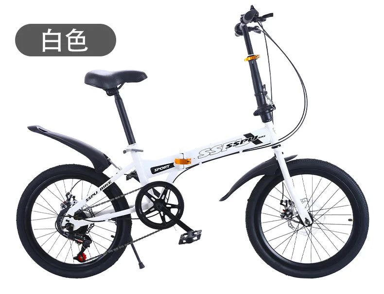 Folding Bike 20 Inch 7 Speed Disc Brake Portable Light Cycling Adult Kids Students Road Bicycle Men And Women Portable