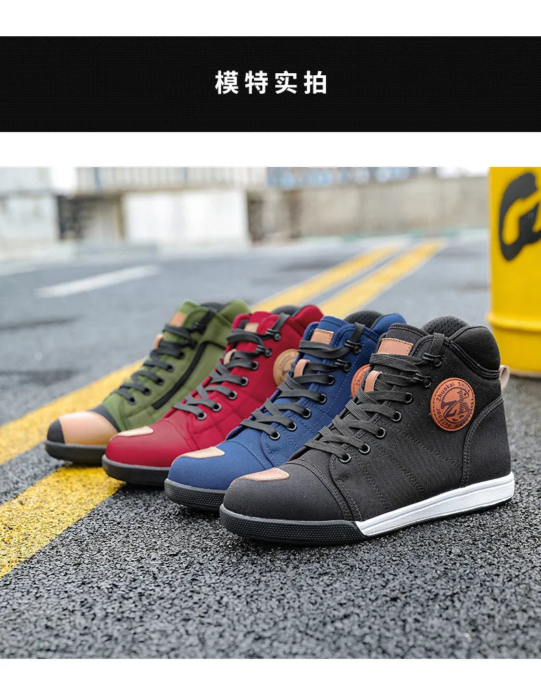 Motorcycle Shoes Men Riding Boots Casual Flat Shoes Anti-collision Toe Heel Protection Outdoor Cycling Motobike Sports Sneakers