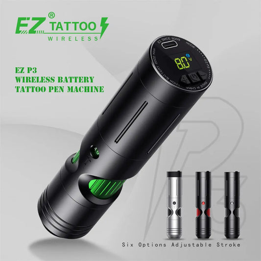 EZ P3 Wireless Tattoo Machine Pen Battery Power 2000mAH 6 Adjustable Stroke 2.5mm-4.0mm Swiss Motor Tattoo Gun Tattoo Supply