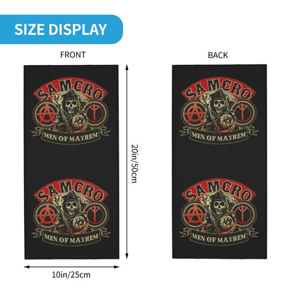 Custom 1 Percenter Essential Sons Bandana Neck Gaiter for Ski Camping Men Women Wrap Scarf TV Show Anarchy Headband Warmer