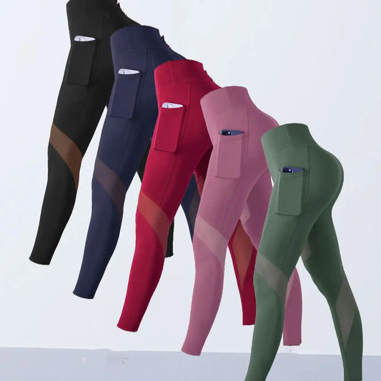 1PCS Women's Mesh Splicing Yoga Pants Shaping Leggings High Waist Tummy Control Lift Hips Running Workout Activewear Pants
