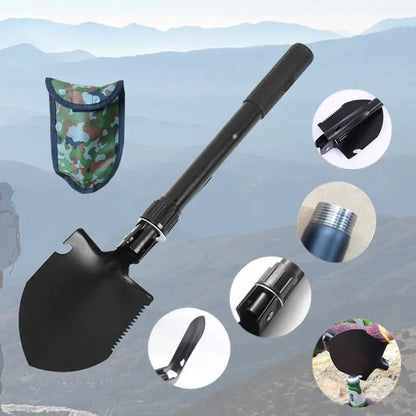 Foldable Portable Truck Mounted Engineer Shovel Camping Tent Outdoor Shovel Self-defense Survival Tool Compass Storage Bag