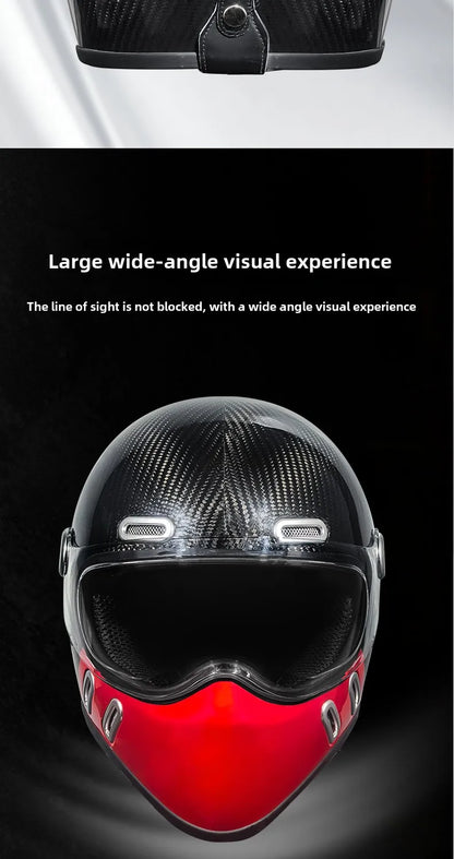 Carbon Fibre Motorcycle Helmet Full Face Retro Motorbike Helmet Men Women Cascos Para Moto Capacete Casco Moto For Harley DOT