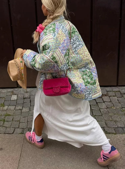 Women's Cotton Jacket Autumn And Winter New Floral Patterns Cardigan Cotton Jacket Elegant Ladies Street Shoot Women's