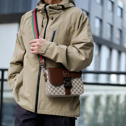 Fashionable Jacquard Pattern Men's Crossbody Bag High-End Casual Shoulder Bag for Commuting Business Waterproof Daily Sling Bag