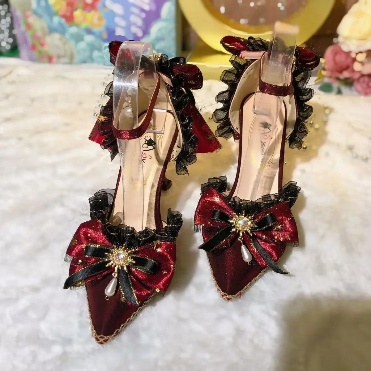 Lolita High Heels Luxury Bow Wedding Shoes Bride Pumps Gothic Style High Heels Jk Elegant Mary Jane Women's Shoes