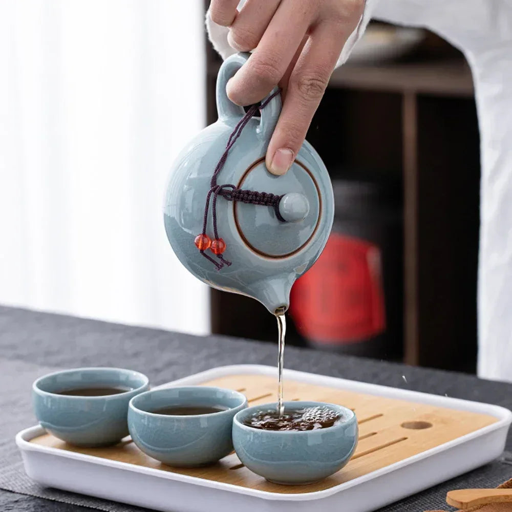 Ge Yao Ceramic Teapot teacup manual Chinese ice crack split teapot can raise Xishi tea pots household Kung Fu tea pot
