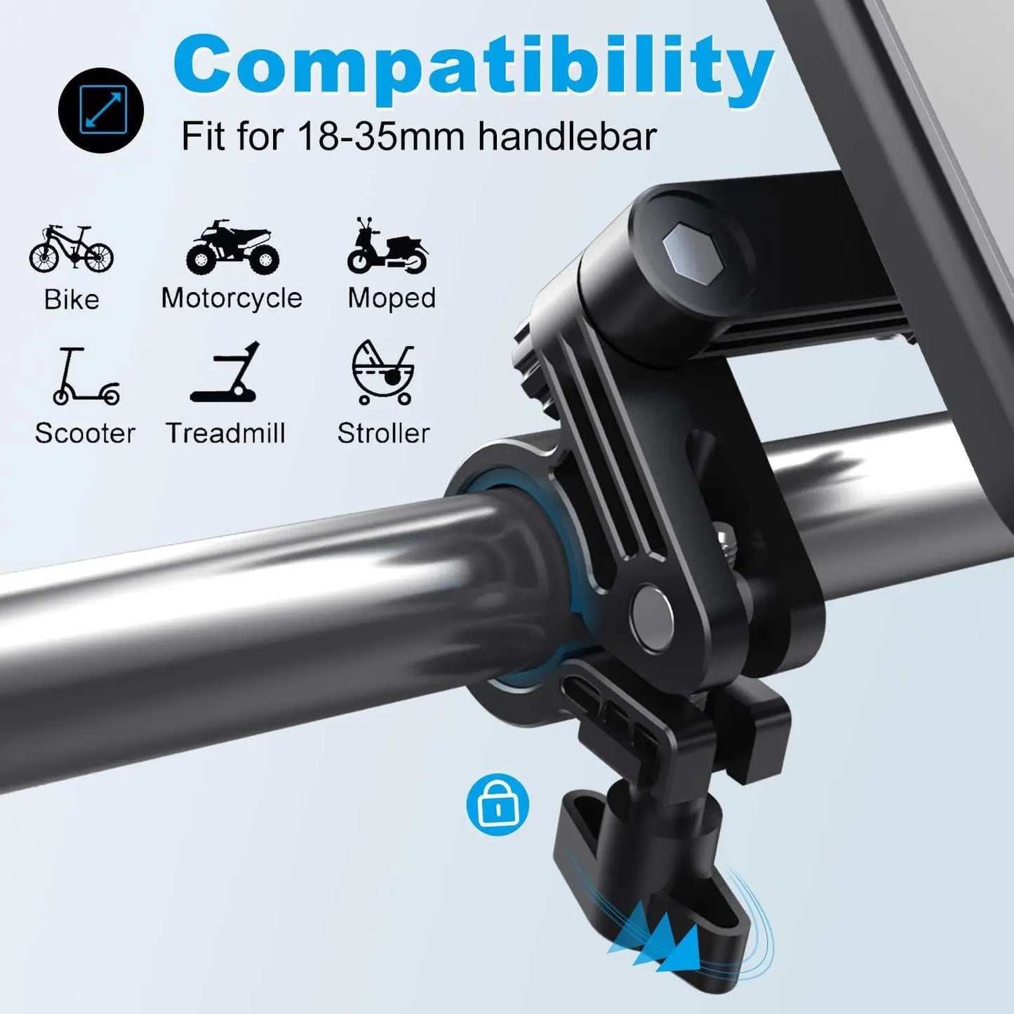 Waterproof Motorcycle Bike Mobile Phone Holder Universal Bicycle 360° Swivel Adjustable Motorcycle Holder for 4.7-6.8 in phones