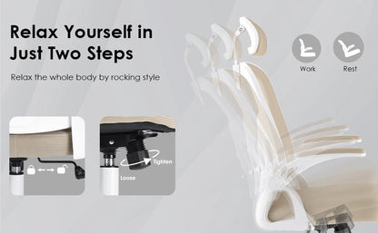 Ergonomic Office Chair, Home Office Desk Chair with Headrest, High Back Computer Chair