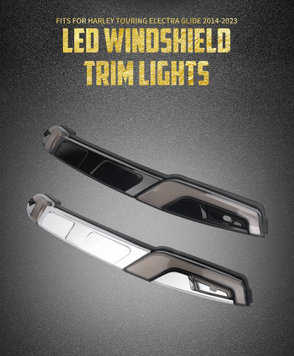Motorcycle LED Windshield Trim Turn Signal Light For Harley Touring 2014-2025 Electra Street Glide Windscreen Running Side Lamp