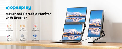 15.6" Portable Monitor with Foldable Magnetic Stand & Case FHD 1080P IPS Screen Extender for Laptop Mac Phone Xbox Work Travel