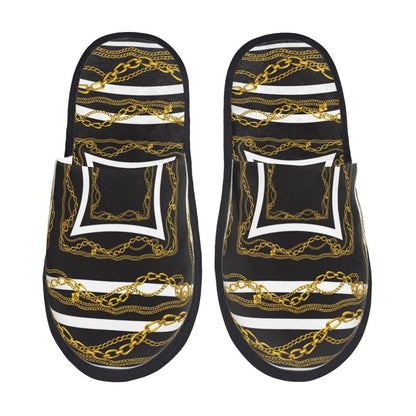 Custom Queen Of Absolutely Everything Gold Baroque Soft Memory Foam House Slippers Women Comfy Warm Anti-skid Sole Slipper