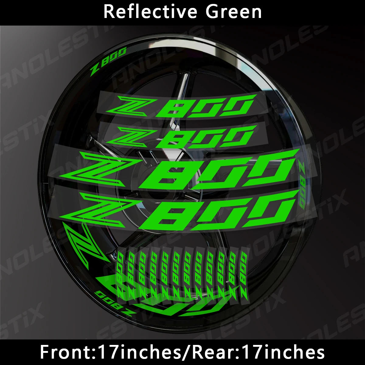 AnoleStix Reflective Motorcycle Wheel Sticker Hub Decal Rim Stripe Tape For Kawasaki Z800 2018 2019 2020 2021 2022 2023 2024