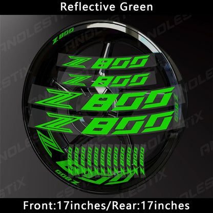 AnoleStix Reflective Motorcycle Wheel Sticker Hub Decal Rim Stripe Tape For Kawasaki Z800 2018 2019 2020 2021 2022 2023 2024