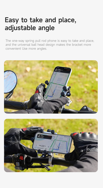 Motorcycle Phone Holder Universal Alloy Shock-Absorbing Motos Bicycle Handlebar Navigation Bracket 360° Rotary Adjustable Stand