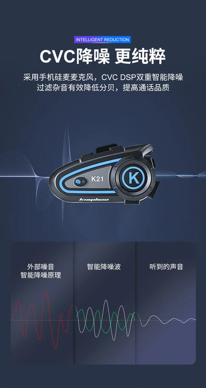 HOT KUQIBAO Bluetooth Motorcycle Helmet 3/4 Open Face, Dual Visor, ABS Shell with Noise Control & Ventilation & Removable Liner