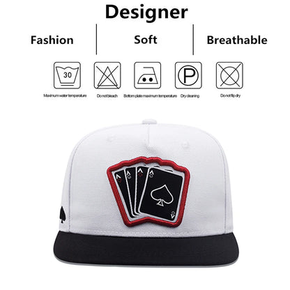 2024 New Fashion Hip Hop Cap Men Women Adjustable Playing Card Embroidered Baseball Caps Outdoor Sun Hat Unisex Snapback Hats