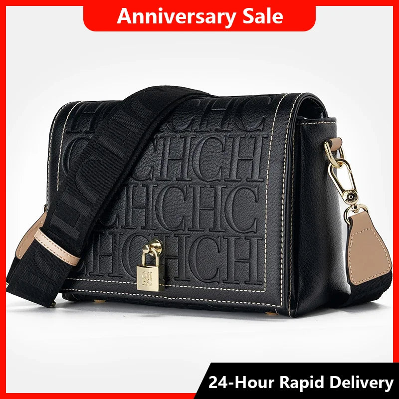 CH Autumn and Winter Solid Color Crossbody Bag Letter Printing High Quality Women's Fashion Elegance 2025 Classic Women's Bag