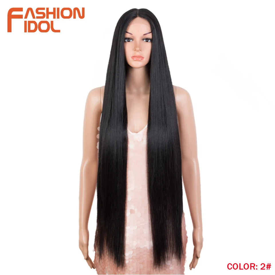 38 inch Straight Long Hair Synthetic Lace Front Wigs For Women High Temperature Hair Ombre 613 Red Cosplay Wigs Synthetic Hair