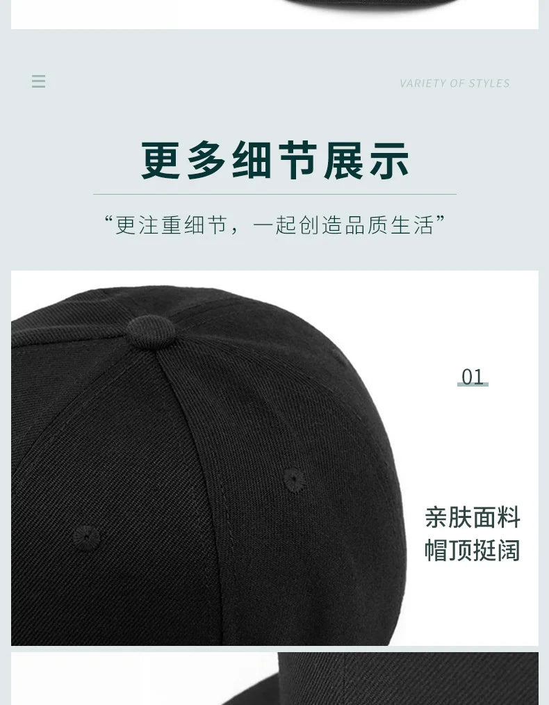 Short Brim Baseball Cap Small Head Women Flat Bill Sport Sun Hat Men Oversize Large Snapback Cap 52-54cm 55-57cm 58-60cm 61-63cm