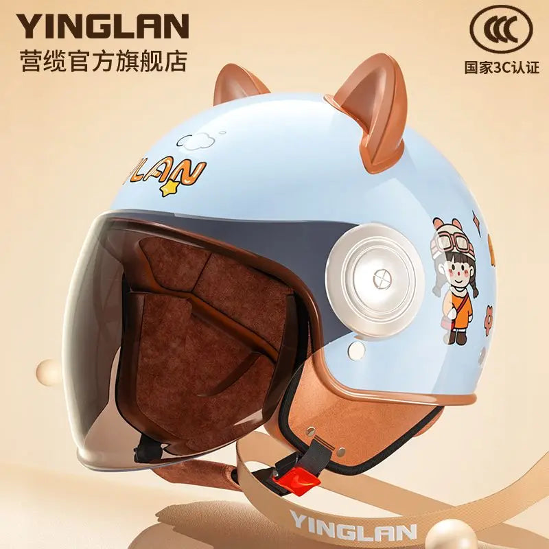 Winter Warm Women's Electric Car Helmet Four Seasons Motorcycle Safety Cap Full Face Helmet 3C Certified Abs Material